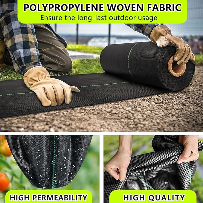 Weed Barrier Landscape Fabric Heavy Duty 3x300 FT，Garden Fabric Weed Barrier，Black Mulch for Landscaping, Weed Blocker Fabric Garden Bed Cover Garden Supplies (WBF-3ft x 300ft)
