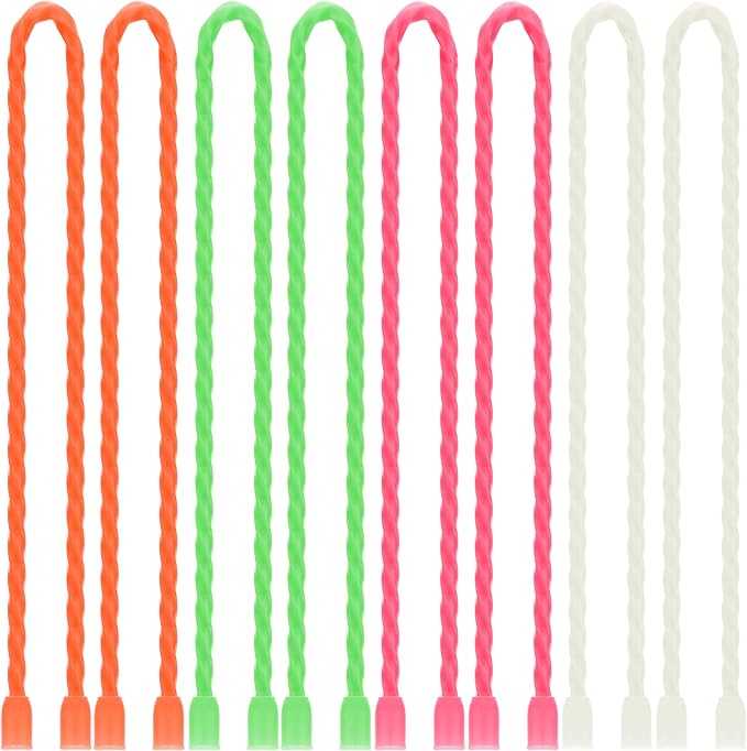 TRIPLE DEER 8Pcs 12-Inch Silicone Cable Ties Colorful Reusable Steel-Core Silicone Twist Gear Tie Straps for Bundling and Organizing, Bendable Holder Strap for Indoor and Out All Purpose
