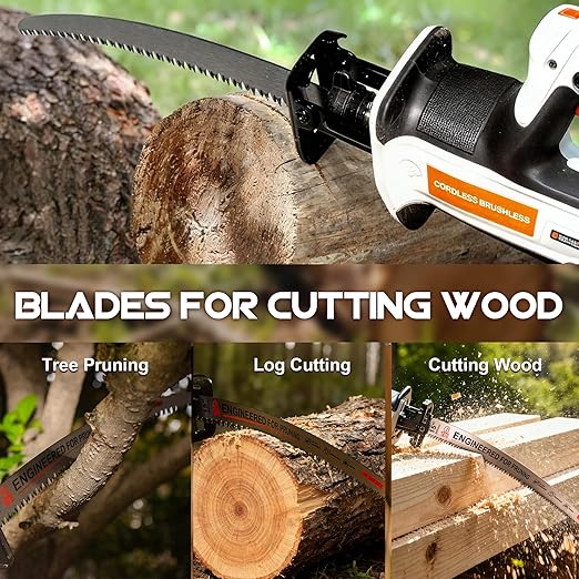 15 Inch Japanese Teeth Arc Edge Reciprocating Saw Blade, Curved Edge Wood Pruning Saw Blades 6TPI for Tree Trimming, Wood Cutting, Durable & Sharp, 3 Pieces