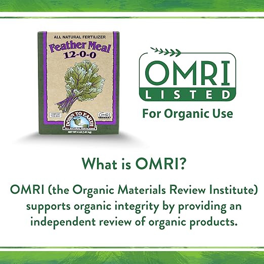 Down To Earth All Natural Fertilizers Organic Feather Meal - Slow Release Nitrogen Plant Food for Green Growth 12-0-0, 40 lb