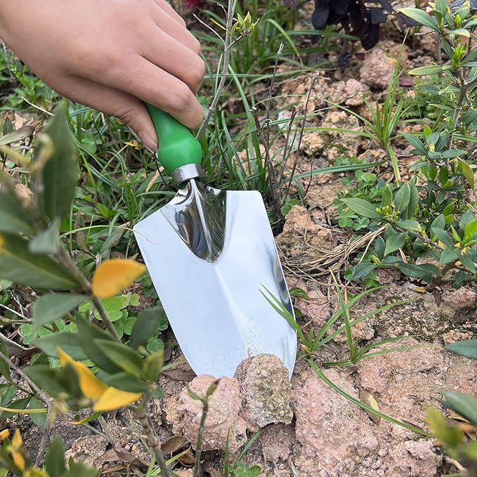 Garden Trowel - Stainless Steel Proof Garden Spades Ergonomic Grip Hand Tools with Soft Rubberized Hand Shovel for Transplanting, Weeding, Moving and Smoothing Digging & Planting