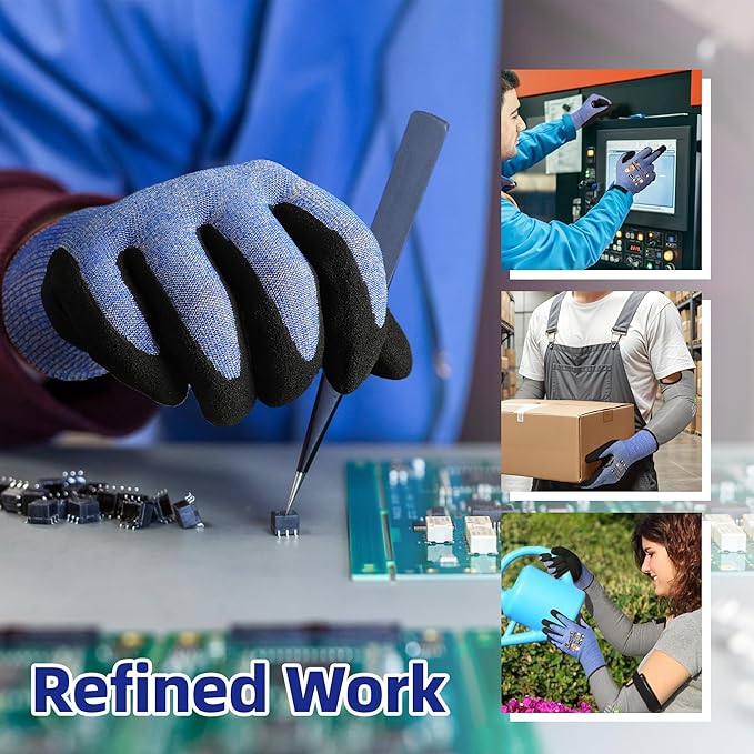 Schwer 6 Pairs ANSI A4 Cut Resistant Work Gloves with Extreme Lightweight & Thin, Sandy Nitrile Touchscreen Safety Working Gloves with Grip, 3D-Comfort Fit, Flexible and Breathable, S, AR3900