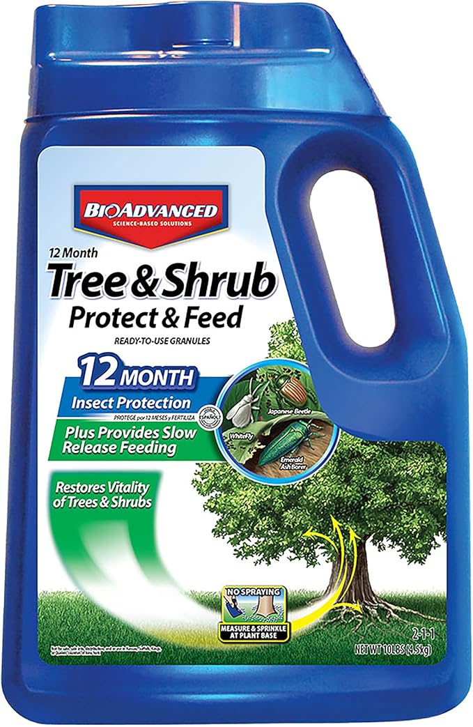 BioAdvanced 12 Month Tree and Shrub Protect and Feed, Granules, 10 lb, Insect Killer and Fertilizer & Plant Food