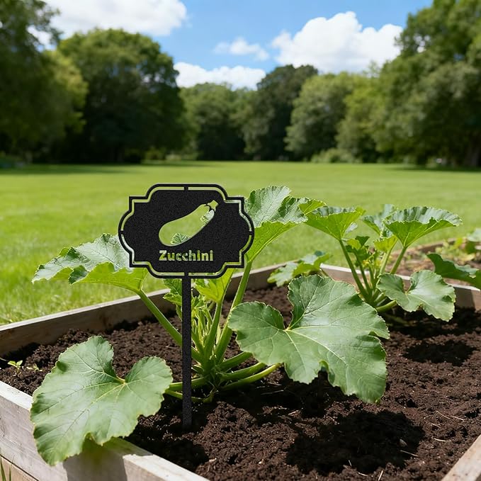 CUTHOLLOW 8PCS Metal Plant Markers Stakes Fruits and Vegetable for Outdoor Indoor, 3.5"x7" Waterproof Cute Garden Plant Labels Signs Tags for Farmhouse Greenhouse Decor - Funny Gardening Gifts