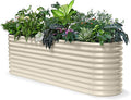 30" Extra Tall Galvanized Raised Garden Bed, 8x2x2.5 ft Metal Planters for Outdoor Plants, Heavy Duty Flower Bed Deep Root for Vegetable, Garden Bed Outdoor Large Planter Box - Sand Beige