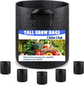 Tall Fabric Pots for Plants, 7 Gallon 5 Pack Cloth Grow Bags with Short Handles, Taller Design for Deep Root Vegetables, Washable Reusable Plant Pots for Garden Patio Pond