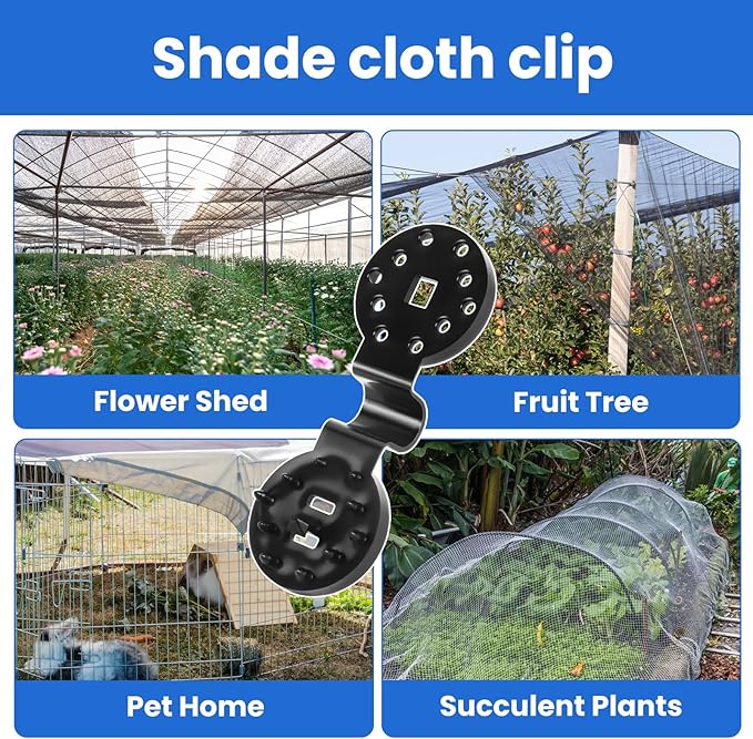 Sunscreen Net Clips Heavy Duty Plastic Shade Cloth Clips 100Pack with Tarp Grommet Fasteners for Garden Patio Awning Mesh Fabric Clamp
