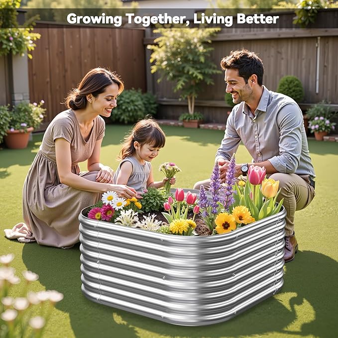 4 Pack 2x2FT Corrugated Galvanized Steel Raised Garden Bed Outdoor, Metal Above Ground Garden Bed for Vegetables and Flowers, Raised Beds for Gardening-2x2FTx10Inch