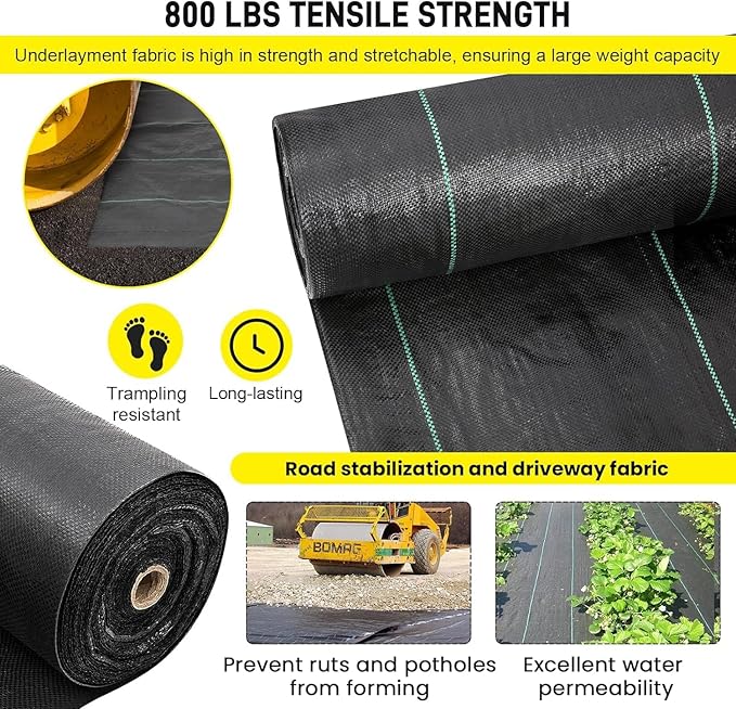 forimo Driveway Fabric, 13x65 ft Road Fabric Commercial Barrier Fabric, Landscape Fabric Heavy Duty 5OZ French Drain Fabric for Erosion Control,Landscape Fabric,Construction Projects