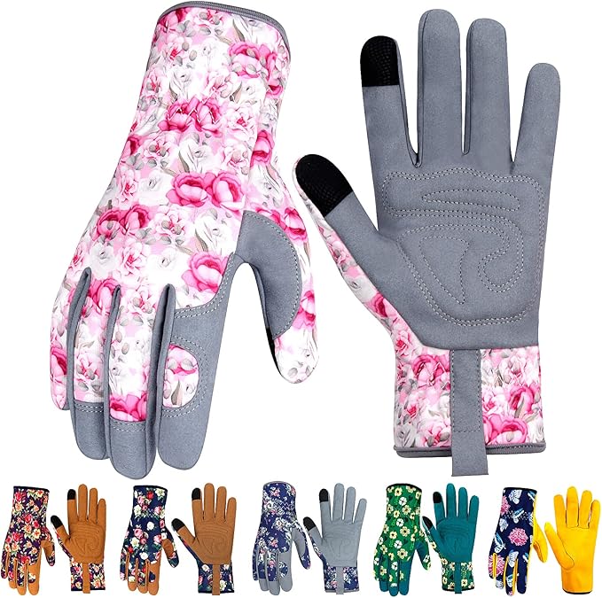 Leather Gardening Gloves for Women Thorn Proof Garden Gloves Touch Screen Working Gloves Gifts