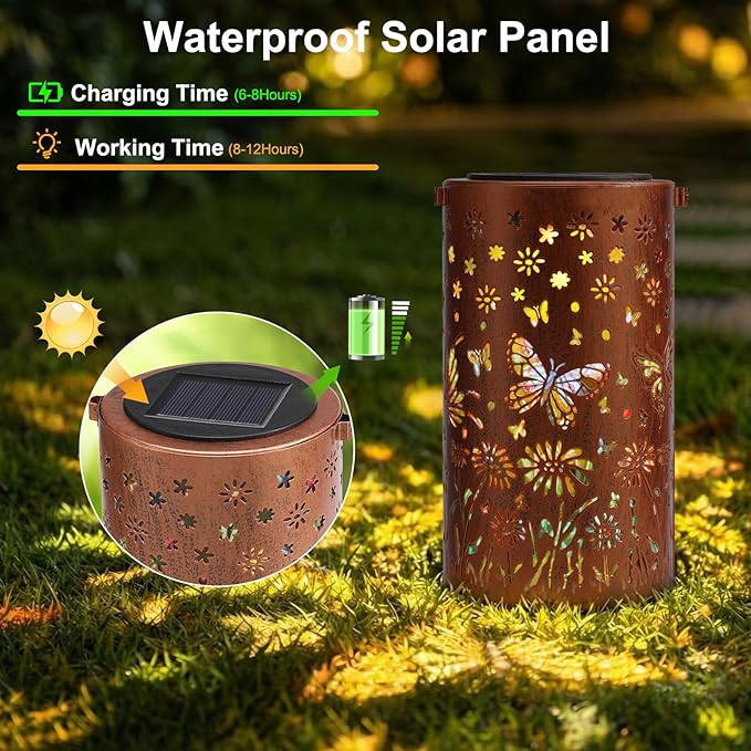 ZKLILI Mothers Day Gifts for Mom,Colorful Butterfly Solar Lanterns Outdoor Waterproof Garden Decor Gifts for Women Mom Grandma Hanging Garden Decoration for Yard, Patio, Backyard, Porch for Gift