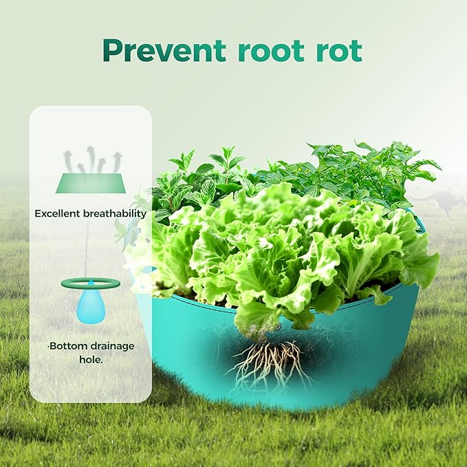 2 Pack 10 Gallon 3 Compartment Grow Bag, Vegetable Growing Bag Thickened PE Garden Pots with Drainage Holes, Branch-Binding Holes, Reusable Plant Bag for Vegetables,Flowers