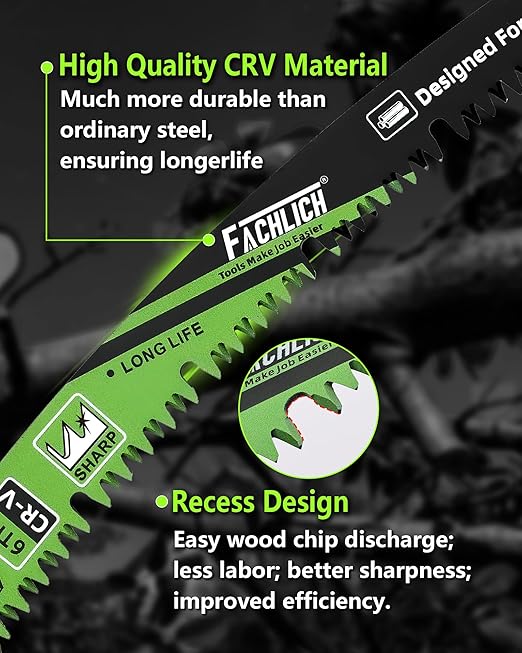 12-Inch Pruning Blades for Wood - Reciprocating Saw Blades Set, FACHLICH Arc Cutting Edge 6TPI Saw Blades for Tree Pruning, Wood Cutting(6 Pack)
