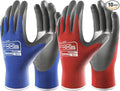 COOLJOB 10 Pairs Nitrile Dipped Safety Work Gloves with Grip, Non-slip Rubber Coated Bulk Garden Gloves for Men, Heavy-duty Oil Resistant for Truck Driver, Warehouse Box Handler, Small, Red Blue