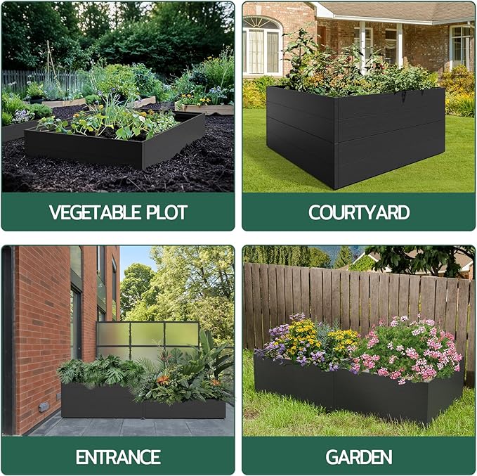 FONTOI Raised Garden Beds Outdoor, 4x4x1ft Divisible Elevated Planter Boxes Outdoor for Planting Plants Vegetables Flowers Herb Fruits, Planter Raised Beds for Gardening with Easy Assembly, Square