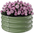 Round Galvanized Raised Garden Bed Kit, 2 x 2 x 1ft Forest Green Galvanized Garden Boxes, Outdoor for Vegetables