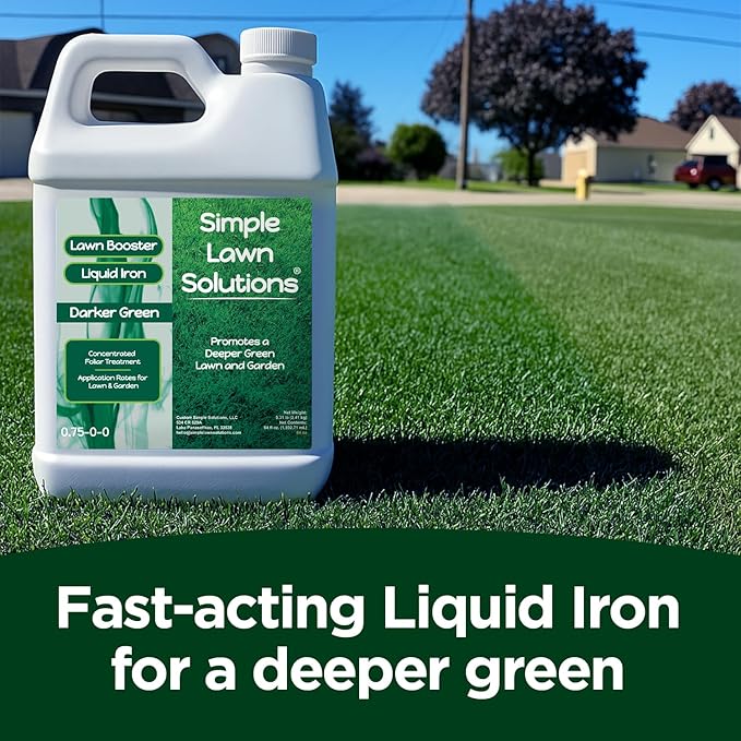 Simple Lawn Solutions - Liquid Iron Fertilizer Darker Green - Micronutrients - Concentrated Lawn Fertilizer for Turf Grass, Indoor Plants and Outdoor Garden - Half Gallon (64 Ounce)