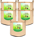 247Garden 5-Pack 1-Gallon Aeration Fabric Pot/Plant Grow Bag w/Handles (260 GSM, Tan w/Black Base, 6H x 7D)