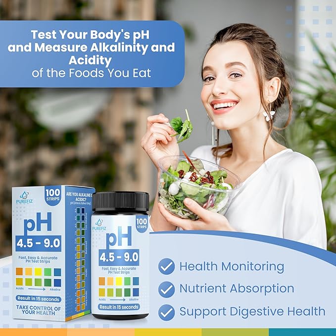 pH Test Strips for Urine & Saliva – 100 Easy-to-Use Strips for Fast, Accurate pH Testing at Home, Get Clear Acid-Alkaline Balance Results in Seconds, Perfect for Tracking Your Body's pH, 4.5-9.0 Range