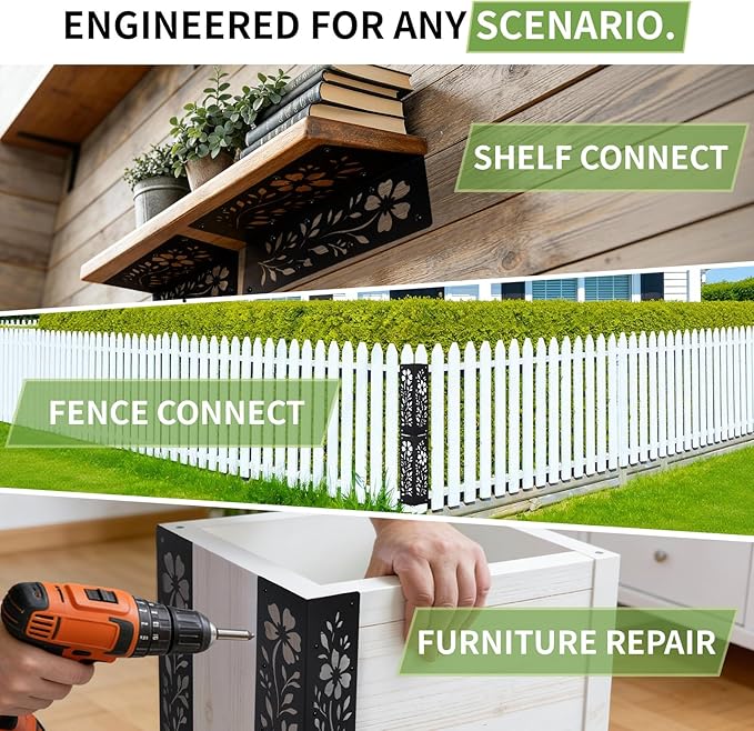 8-Pack Corner Brackets for Wood, Heavy-Duty Metal Corner Brackets for Raised Garden Bed, 11" x 3" x 3" Thickened Garden Bed Corner Brackets, Rust Resistant Raised Garden Bed Corners with Screws