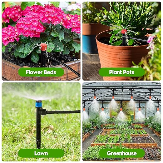 240FT Drip Irrigation System for Garden, 2026 Upgraded Quick-Connect Automatic Garden Watering System with 1/2" & 1/4" Tubing and Adjustable Nozzle Emitters for Greenhouse, Yard, Lawn, Raised Bed