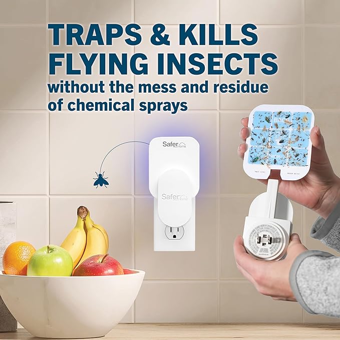 Safer Home Indoor Plug-in Fly Trap - SH502-2R4SR - Effective Fruit Fly Traps for Indoors, Gnat Traps for House Indoor, 400 Sq Ft Protection - Style: 2 Devices + 4 Glue Cards