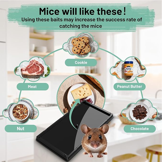 Mouse Traps Indoor for Home, Sticky Rat Trap Glue Boards for Mice, Snake, Cockroach, Spider, Insect Pest Control, Rodent Catcher for Kitchen, Garage & Garden, 8 Pack