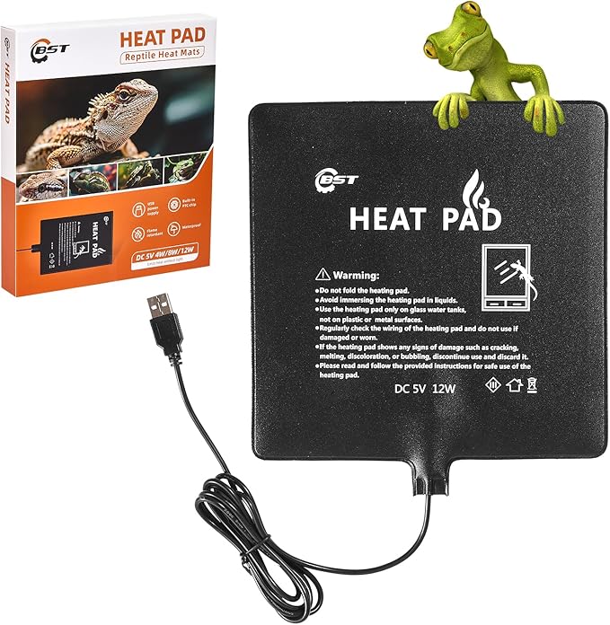 Waterproof Heating pad Plant Heating pad 8.0x8.0Inch 12W Under Tank Terrarium Heating Mat, Reptile Heat Mat, Reptile Heating Pad for Turtle, Lizard, Hermit Crab, Frog, Snake ﻿﻿