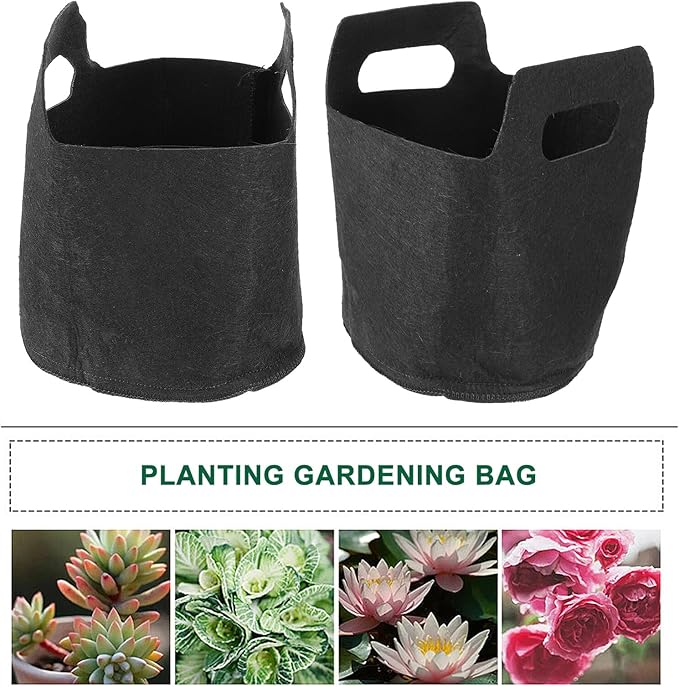5pcs Non-Woven Plant Growing Bags with Handle 1 Gallon Fabric Nursery Pots for Outdoor Gardening Seedling Cultivation Black Grow Bags