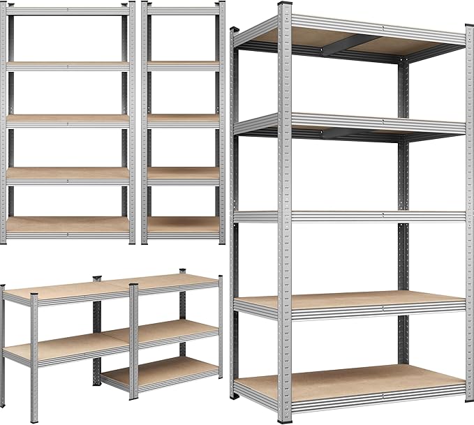 Yaheetech Storage Shelves, 5 Tier Heavy Duty Adjustable Metal Shelving Unit, Industrial Utility Rack for Garage Warehouse Pantry Closet (35.5 W x 16 D x 71 H Inches, Silver)
