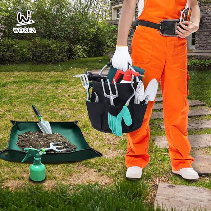 Wooha Tool Organizers Bag 17L Collapsible Tool Bag Laundry Organizer Outdoor Camping Garden Harvest Basket Home Bathroom Storage Bath Wash Bag（Black）