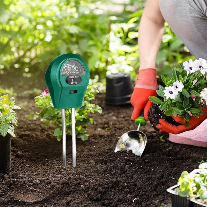 Soil Moisture 3-in-1, Soil Moisture/Light/pH Tester, No Battery Needed Soil Tester Gardening Tool for Indoor and Outdoor