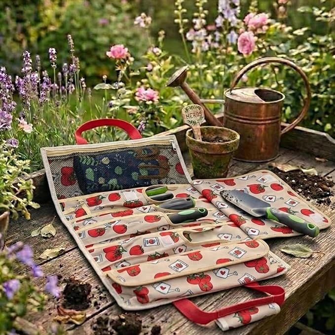 Garden Tool Bag - Roll-Up Garden Tool Holder with Deep Pockets | 900D Polyester Heavy Duty Gardening Tote | Compact Washable Organizer for Tools, Seeds, and Essentials (Tools Not Included)