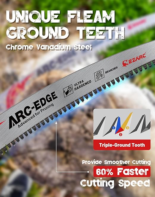 EZARC Japanese Teeth Reciprocating Saw Blades 12 Inch, Arc Edge Wood Pruning Saw Blades 6TPI for Tree Trimming, Wood Cutting, 3 Pieces