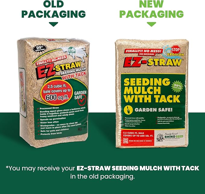 EZ-Straw Seeding Mulch with Tackifier - Biodegradable Organic Processed Straw a 2.5 CU FT Bale (Covers up to 500 sq. ft.)