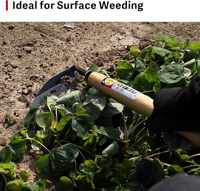 Japanese Weeding Sickle, Hand Weeder Tool for Surface Weed Removal, Tight Spaces and Light Grass Cutting, Made in Japan by HONEN