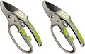 Garden Guru Ratchet Pruning Shears - Professional Garden Clippers with Ergonomic Grip and Brush - Makes Tough Cuts Easy (2 Pack)