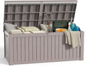 180 Gallon Deck Box Large Outdoor Storage Box Waterproof for Patio Furniture,Outdoor Cushions,Garden Tools and Pool Supplies,Weatherproof(Grey,180Gallon)