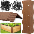 8 Pcs Raised Garden Bed Corner Brackets Heavy Duty Metal Raised Bed Corners and Connectors for Wood(11"x3"x3"), Brown L-Shape Wavy Connectors with Screws, fits for 20"-24" Raised Beds
