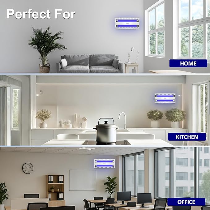 Awoco 11W LED Stainless Steel 100V-240V Wall Mount Sticky Fly Trap Lamp for Capturing Flies, Mosquitoes, Moths and Flying Insects, Perfect for Home, Restaurants, Warehouses (with 6 Glue Boards)