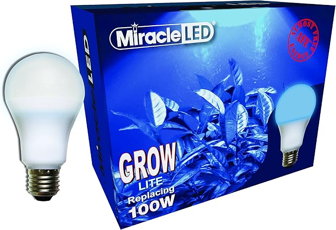 Miracle LED Almost Free Energy 100W Growth Starter Blue LED Grow Lite - Blue Light for Seed Starting and Strong Plant Stems in DIY Horticulture, Hydroponics, and Indoor Gardens (604291) Single Pack