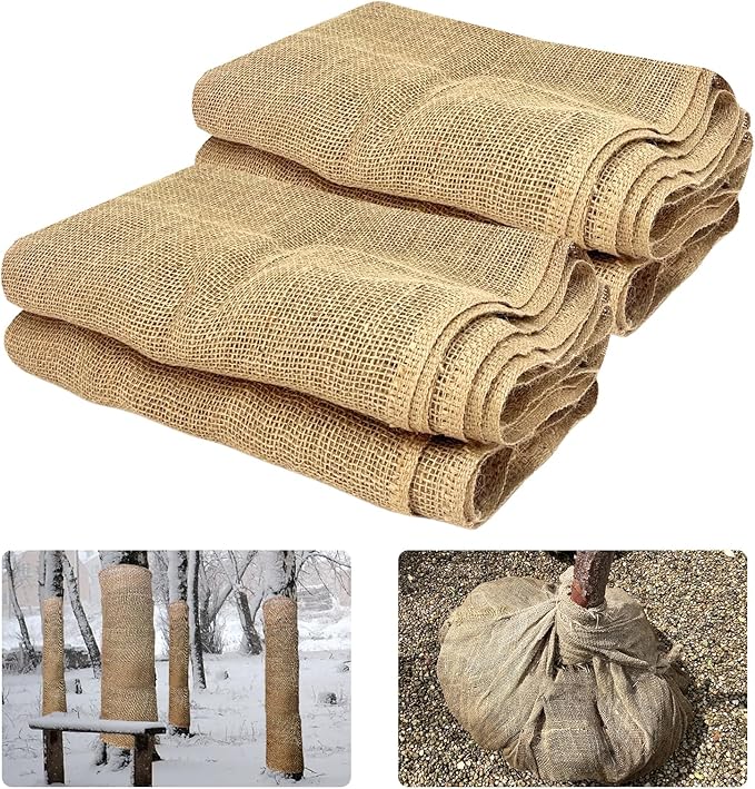 2 Pack Burlap Plant Covers Freeze Protection,15ftx40in Burlap Fabric Bags,Natural Burlap Plant Blankets,Plant Covers Freeze Protection for Winter Outdoor Bushes Trees Potted Plants