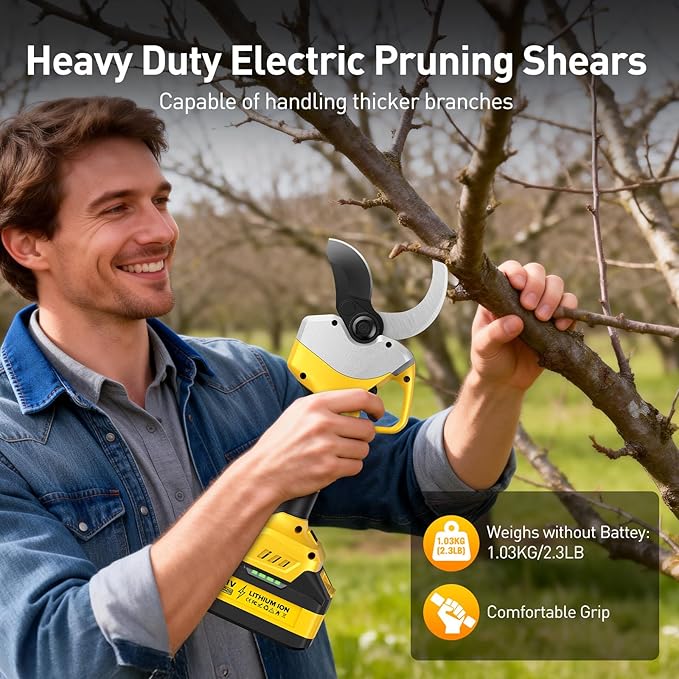 Professional Electric Pruning Shears Cordless 3.0'' Heavy Duty Electric Pruner with Brushless Motor 4.0 mAh Battery Electric Pruners Cordless Pruner for Branch, Fruit Plucking and Tree Trimming