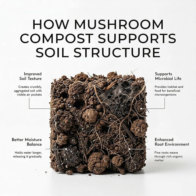 Mushroom Soil Compost Pail, Organic Nutrient-Rich Garden Soil for Vegetables, Flowers, Raised Beds, Lawn & Planting Mix (24 lb)