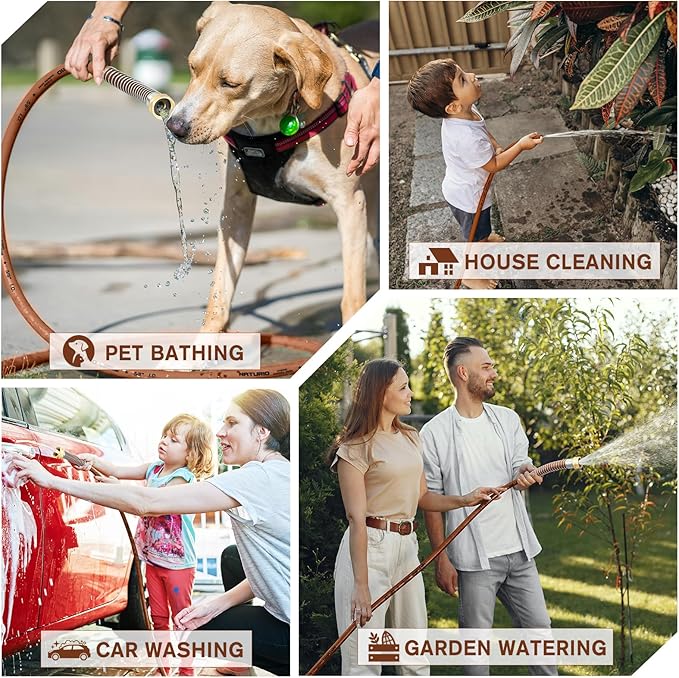 Heavy Duty Garden Hose 5/8" x 25ft, Flexible Lightweight Water Hose, Hybrid Rubber, NO Kink, 650 Burst PSI, Male to Female Fittings