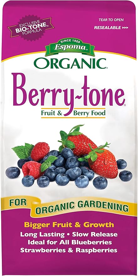 Espoma Organic Berry-Tone 4-3-4 Natural & Organic Fertilizer and Plant Food for All Berries. 4 lb. Bag. Use for Planting & Feeding to Promote Bountiful Harvest - Pack of 2