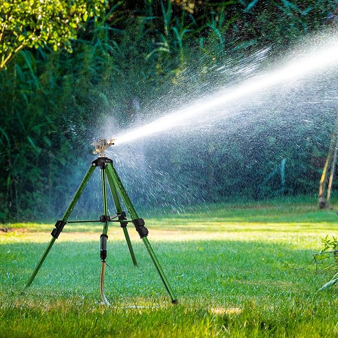 Keten Impact Sprinkler on Tripod Base, 2 Pack Lawn Sprinklers for Yard with 360 Degree Large Area Coverage, Extra Tall Heavy Duty Water Sprinkler for Lawn/Yard/Garden