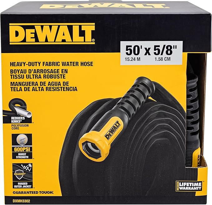 DEWALT 50 ft x 5/8 in Heavy-Duty Professional Grade Fabric Garden Hose - DXMH3302