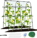 5ft Metal Cucumber Trellis for Raised Bed, Garden Arch for Climbing Plants, Black, Semicircular, Polyethylene Coated, Modern Style, Formal, Classic, Decorative