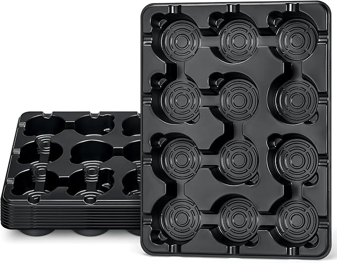 homenote 4 Inch Seed Starting Trays 10 Pack, 12-Cell Seedling Starter Trays for Indoor Outdoor Growing, Plant Starter Germination Trays for Pots Seedlings Compatible with 4" Nursery Pots
